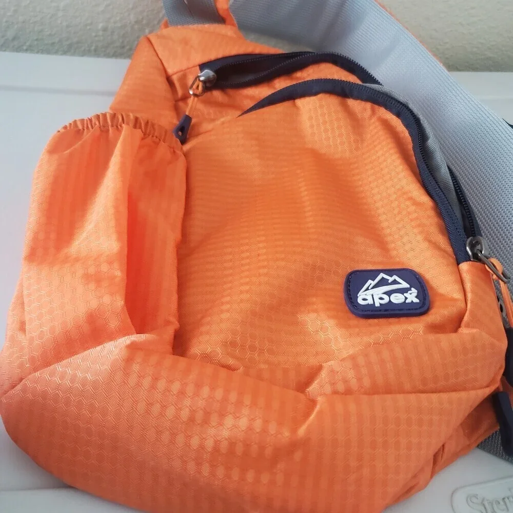 Apex Orange Sling Backpack Hiking Travel Daypack Shoulder Bag Lightweight